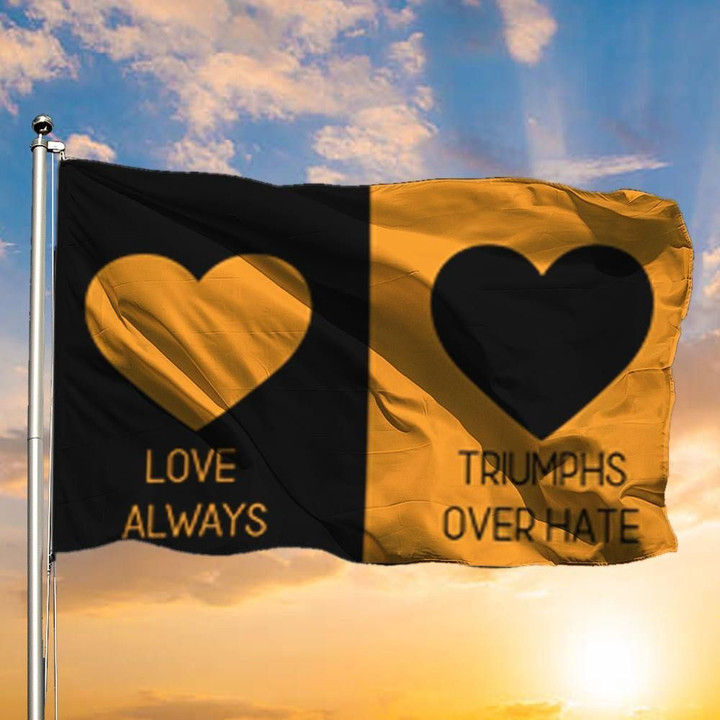 Super Straight Flag Black And Orange Loves Always Triumphs Over Hate Superstraight Identity - Pfyshop.com