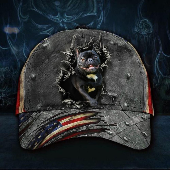 Frenchie 3D Hat Vintage USA Flag Men's Cap For French Bulldog Lover Gift For Husband - Pfyshop.com