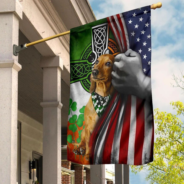 Dachshund Irish American Flag Shamrock St Patrick's Day Decor For Dachshund Owner Lover Gift