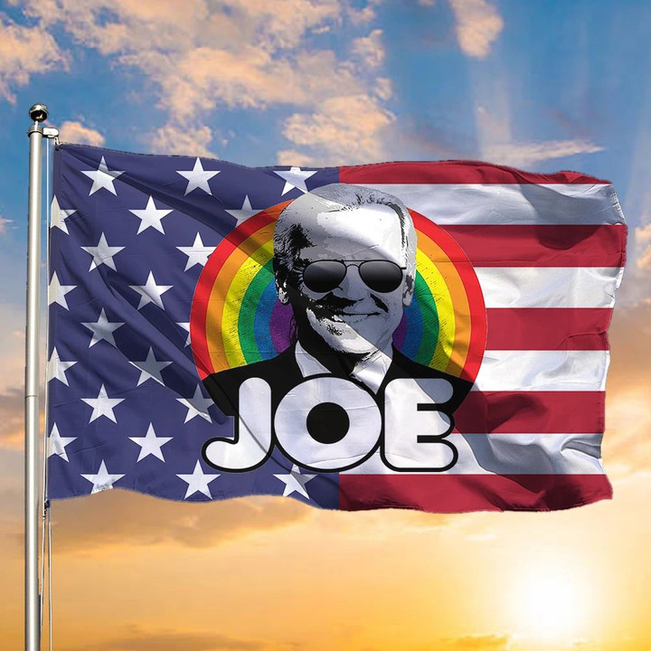 Joe Biden Rainbow American Flag Support For Joe LGBT Pride Gift Indoor Outdoor Hanging