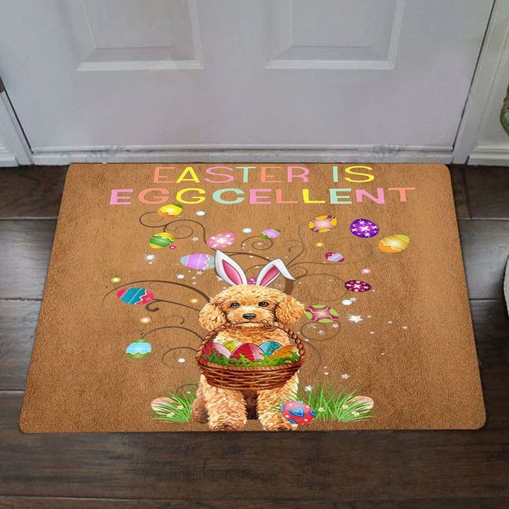 Toy Poodle Easter Is Eggcellent Doormat Funny Pun Indoor Outdoor Decor Gift For Dog Lovers