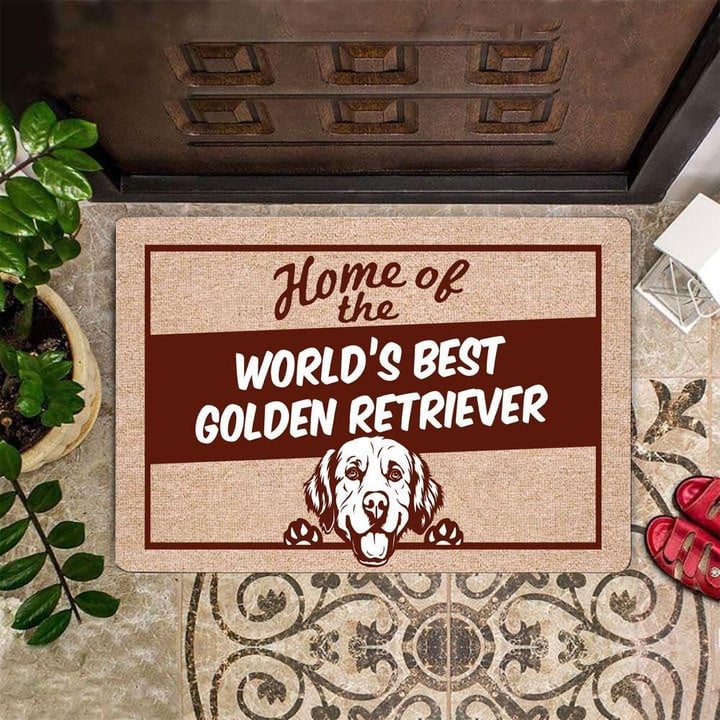 Home Of The World's Best Golden Retriever Doormat Funny Dog Doormat Golden Retriever Gifts For Her - Pfyshop.com