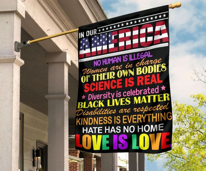 Hate Has No Home Here Flag Our American All Lives Matter Pride Kindness Yard Flag Outdoor