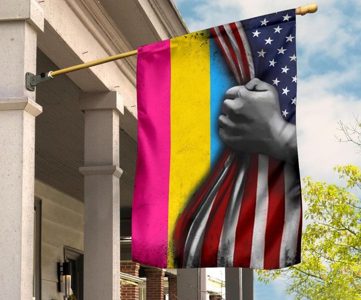 Pansexual Pride Flag With American Vintage Retro Flag Blue Yellow Pink Flag LGBT Pan Pride