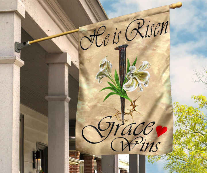 He Is Risen Flag Grace Wins Lily Happy Easter Religious Gifts Outdoor Decor