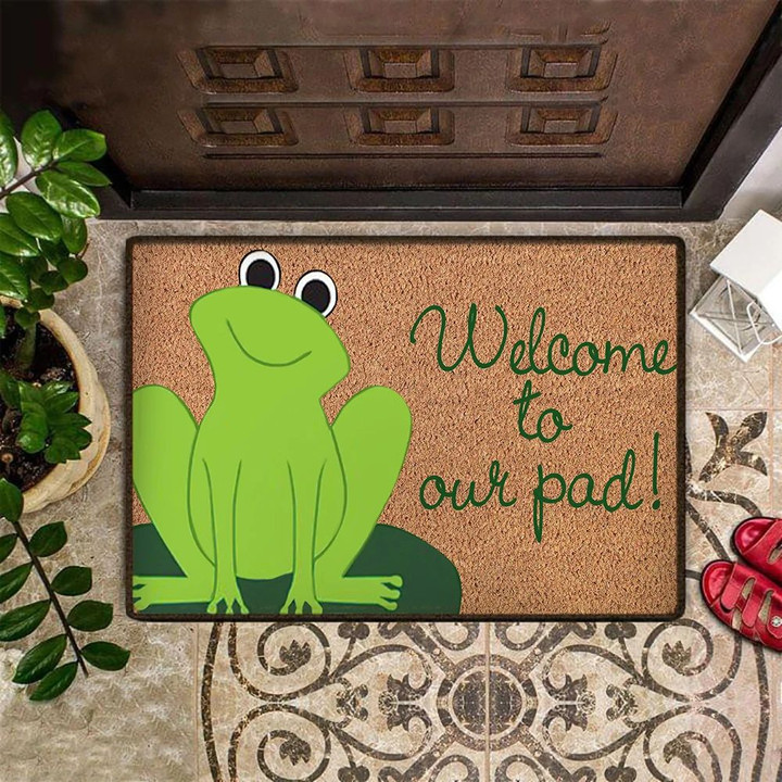 Frog Doormat Welcome To Our Pad Cute Doormat Front Door Mat Outdoor House Mat