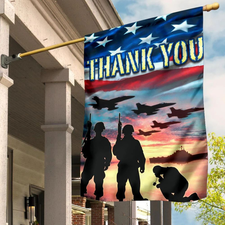 Thank You Flag Memorial Day Decor Honor U.S Soldier Veteran Patriotic 4Th July Gift