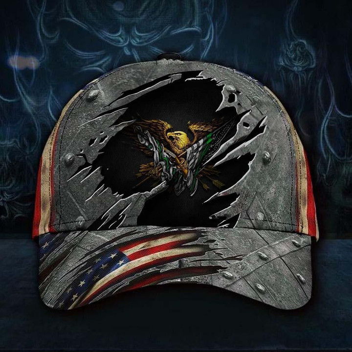 Eagle Thin Green Line Hat 3D American Flag Patriotic Men's Cap Honor US Military Gift - Pfyshop.com