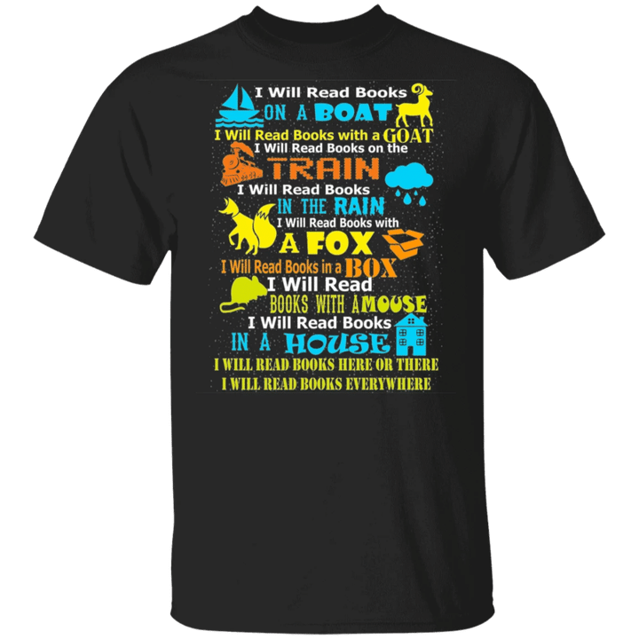 I Will Read Books On A Boat And Everywhere Shirt Funny Book Readers Tee Readers Gift