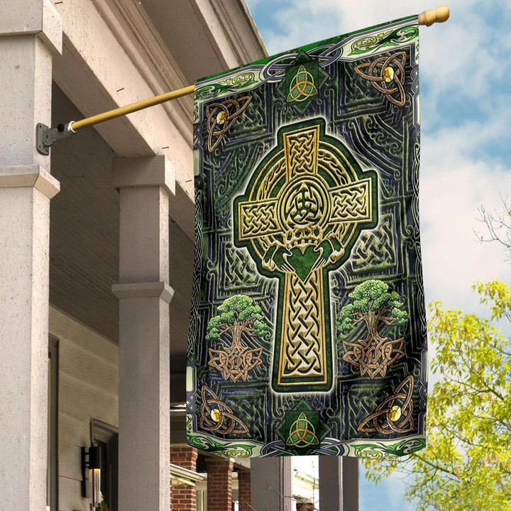 Irish Celtic Cross Flag The Irish Tree Of Life Christian St Patrick's Day Outdoor Decoration