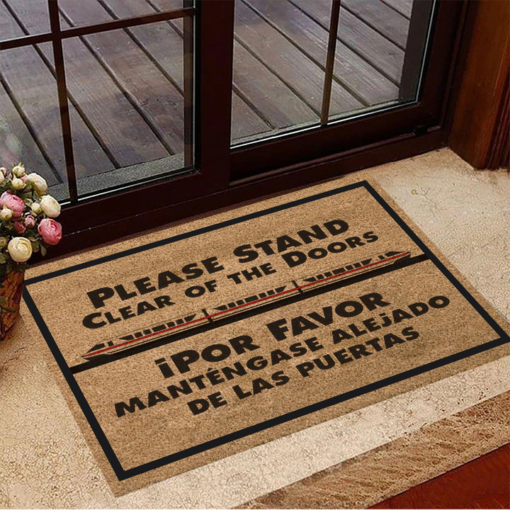 Please Stand Clear Of The Doors Doormat Outdoor Mat Front Doormat In Spanish