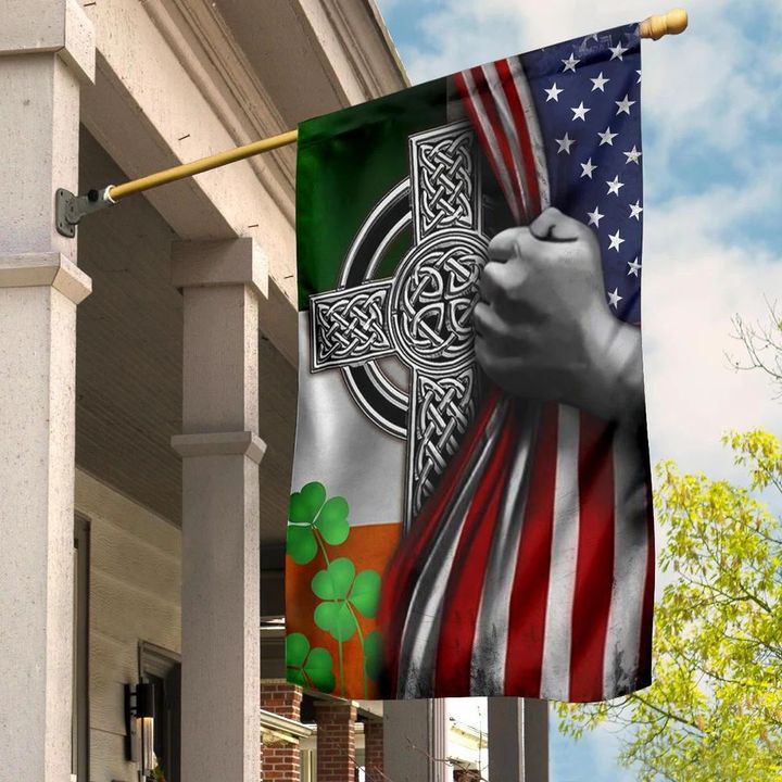 Irish American Flag Shamrock Irish Celtic Cross Patriotic St Patrick's Day Indoor Outdoor Decor