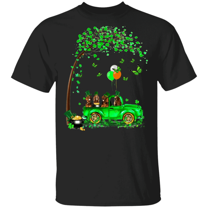 Irish Red Setter Dog Leprechaun Green Truck T-Shirt St Patricks Day Shirt