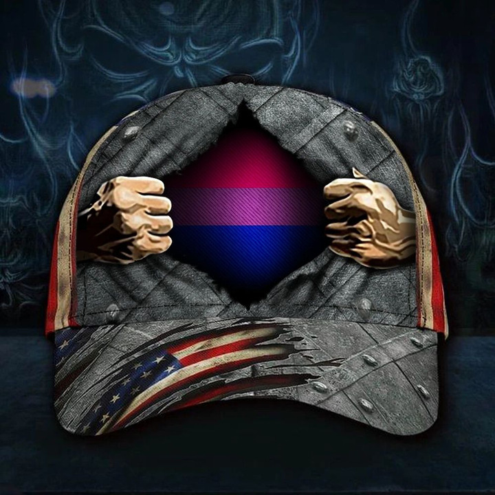 LGBT Bisexual Hat 3D Print Vintage USA Flag Cap Bi Pride Merch Bisexual Merchandise