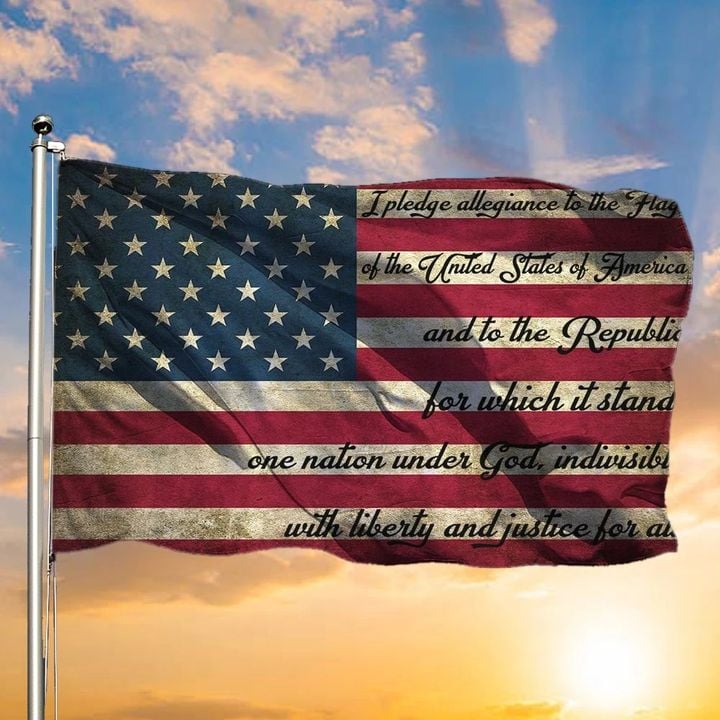 I Pledge Allegiance To The Flag United States Of America Patriotic Banner Rustic Decor