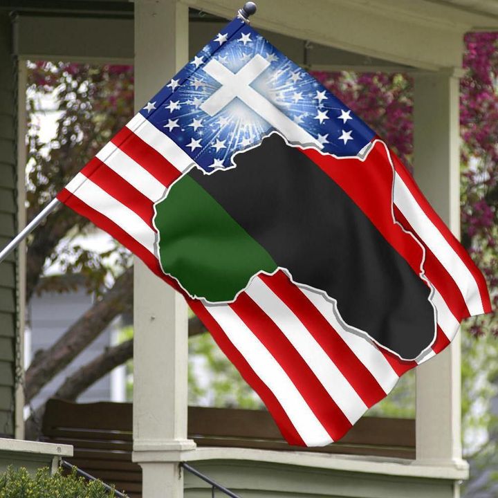 Pan African Map And American Cross Flag  African American Flag For Sale Garden Decor - Pfyshop.com