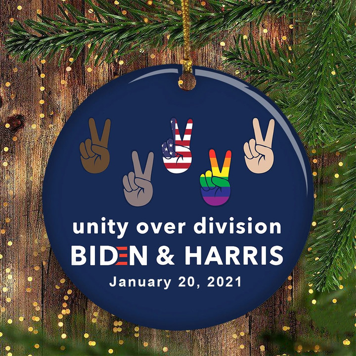 Biden Harris Ornament Unity Over Division January 20, 2021 Christmas Tree Ornament Decorating