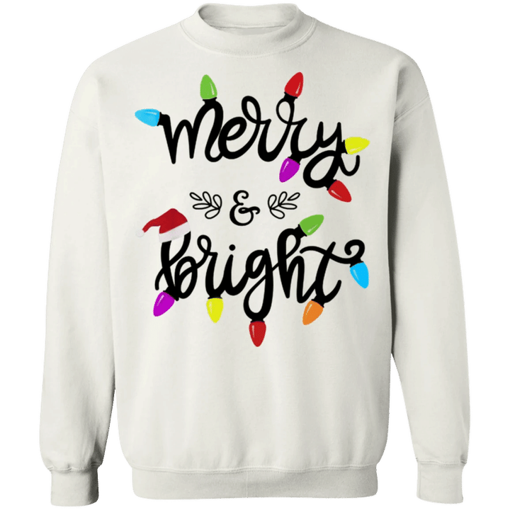 Merry And Bright Sweatshirt Christmas Gift Idea For Her 2020