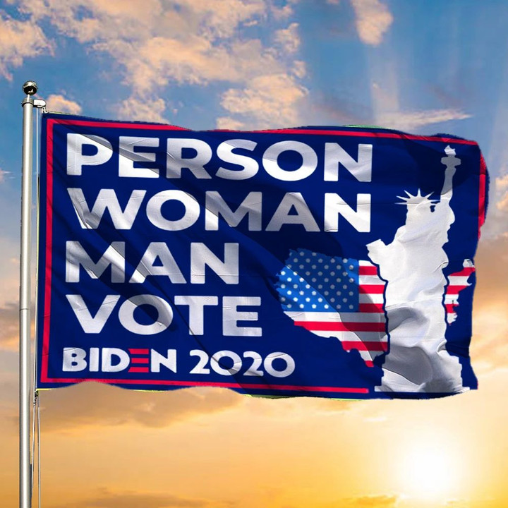Person Woman Man Vote Biden Flag Biden For President Flag Biden Harris Merch Against Trump