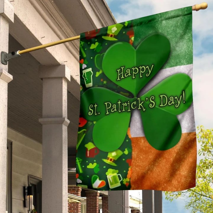 Happy St Patrick's Day Flag Shamrock Irish Flag Lucky Charm St Patty's Day Party Decoration