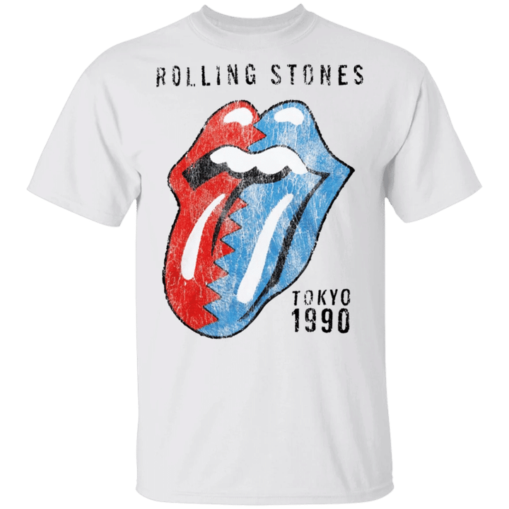 Rolling Stones T-Shirt Tongue And Lip Logo Tokyo 1990 Rock And Roll Graphic Tee Shirt