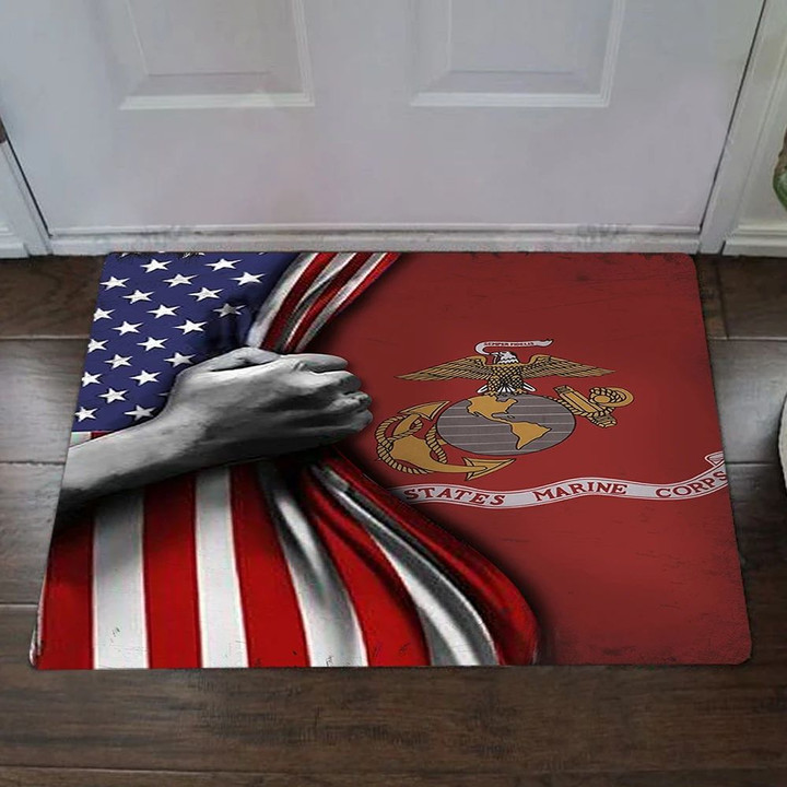 U.S Marine Corps Inside American Flag Doormat 4th Of July Home Decor