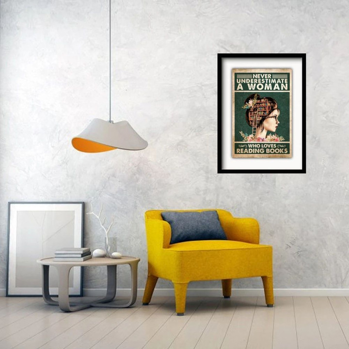 Never Underestimate A Woman Who Loves Reading Books Framed Art Prints Gift For Book Lovers