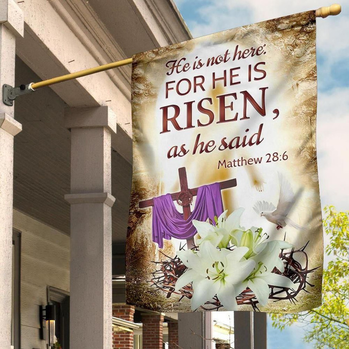 He Is Risen Cross Flag Bible Verse Wall Decor Christian Easter Decoration Indoor - Pfyshop.com