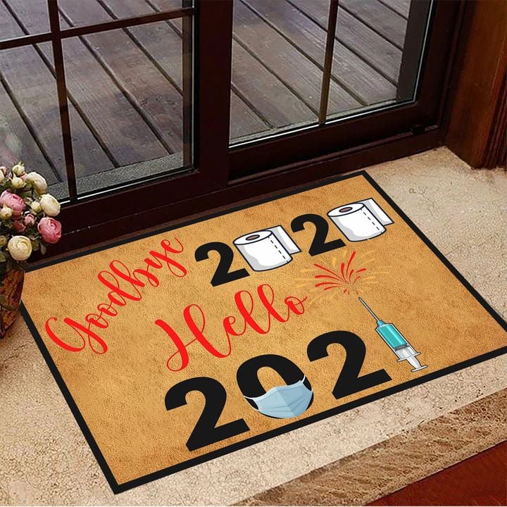 Goodbye 2020 Hello 2021 Doormat Funny New Year 2021 Doormat Outdoor Indoor Home Decor