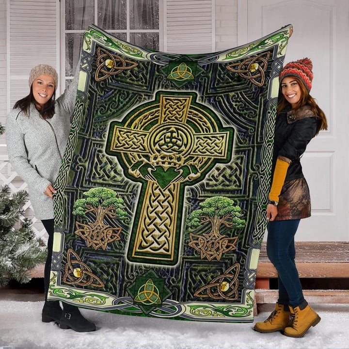 Irish Celtic Cross Fleece Blanket Soft The Irish Tree Of Life St Patrick's Day Blanket Gift