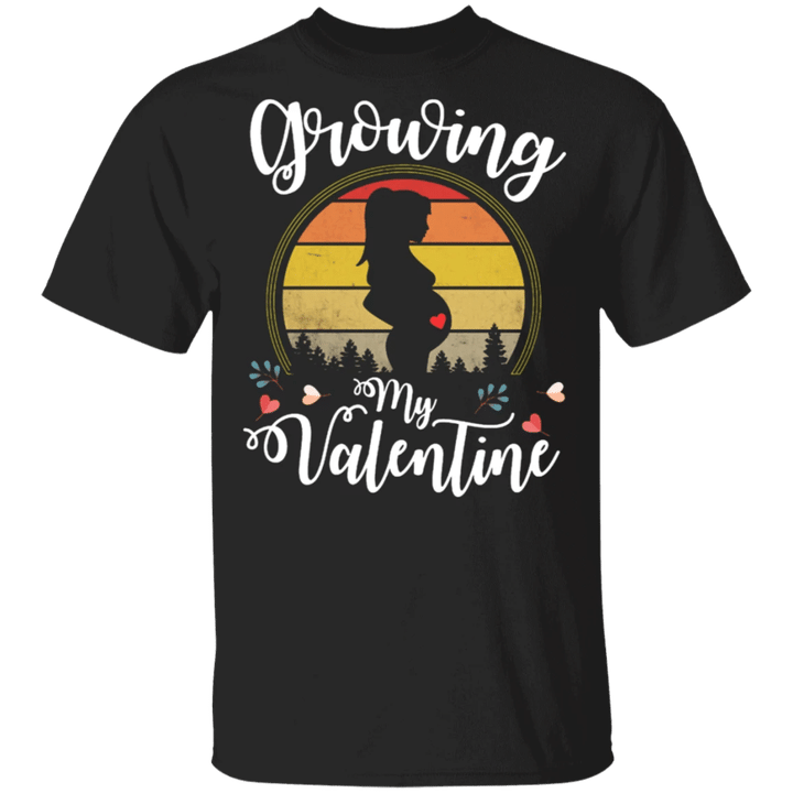 Growing My Valentine Vintage T-Shirt Valentine Pregnancy Baby Announcement Shirt Gift