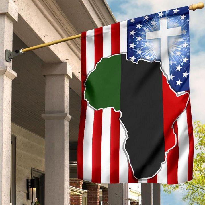 Pan African Map And American Cross Flag African American Flag For Sale Garden Decor - Pfyshop.com