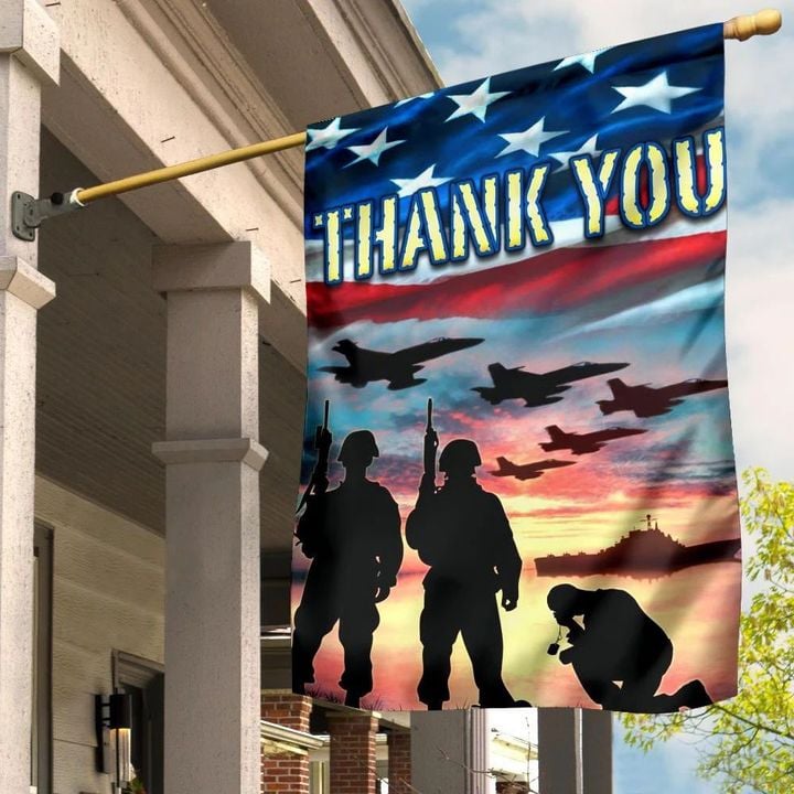 Thank You Flag Memorial Day Decor Honor U.S Soldier Veteran Patriotic 4Th July Gift