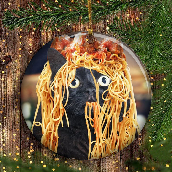 Black Cat Eating Spaghetti Ornament Cute Black Cat Christmas Ornament Tree Decoration Idea