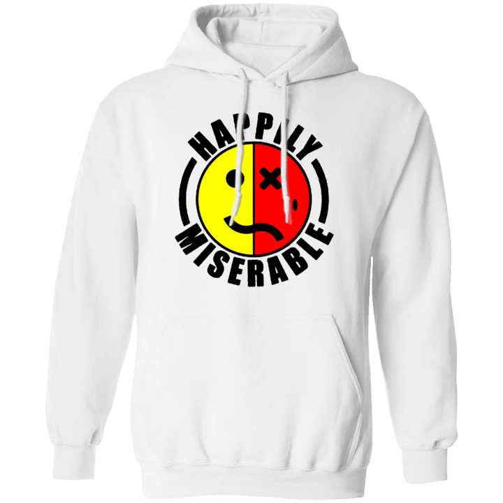 Julian Edelman Happily Miserable Hoodie Graphic Funny Tees Unique Gifts For Baseball Fans