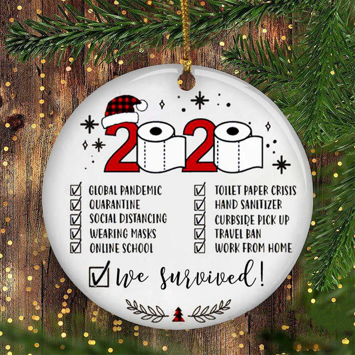 Toilet Paper Ornament We Survived Funny 2020 Pandemic Christmas Ornament
