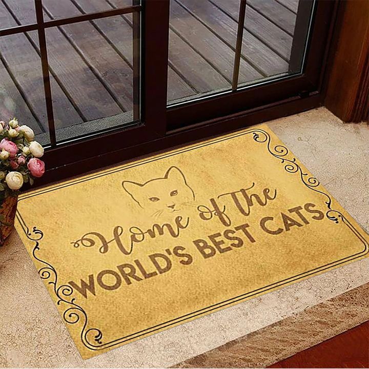 Home Of The World's Best Cat Doormat Welcome Funny Sayings Entry Mat Gift For Cat Owners