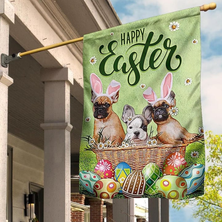 French Bulldog Easter Flag Happy Easter Banner Cute Religious Easter Decorations Sale - Pfyshop.com