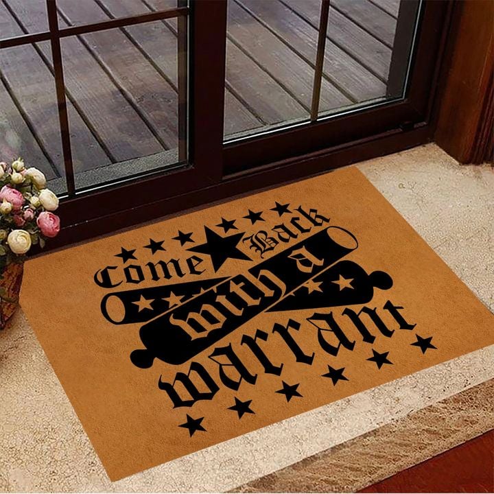 Come Back With A Warrant Doormat Cannons Graphic Entry Door Mat Indoor Outdoor Gift For Soldier