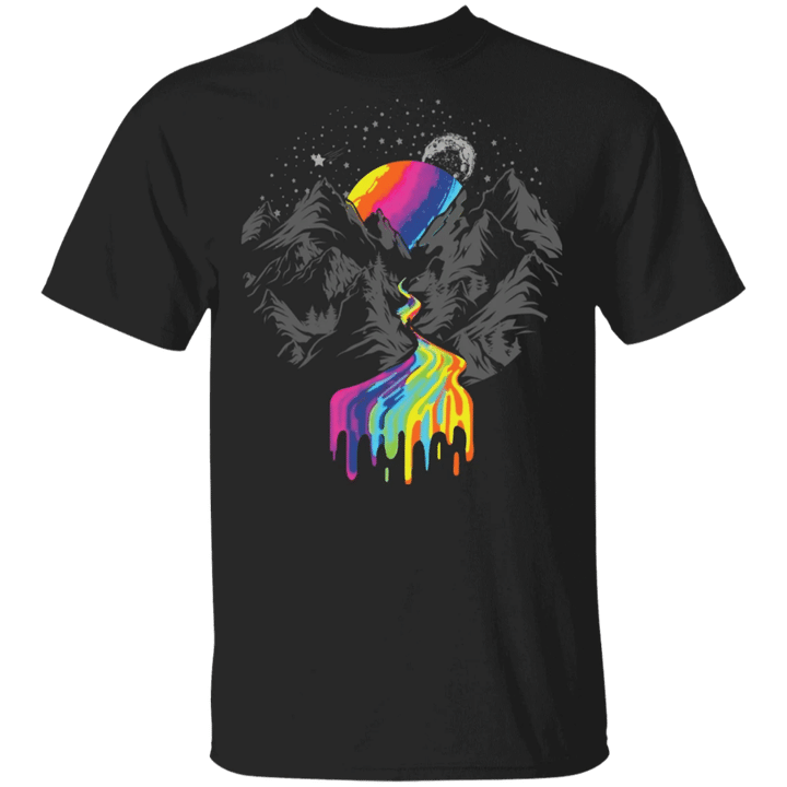 LGBT Mountain Sunset Shirt Artistic Landscape Graphic Tee For LGBT Community Unisex Clothes