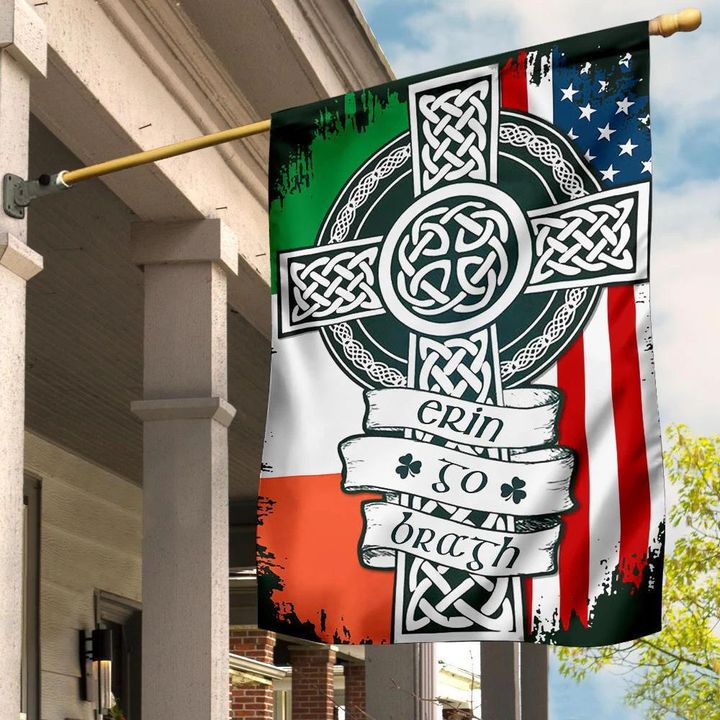 Irish American Flag Erin Go Bragh Irish Celtic Cross Patriotic Decor Saint Patricks Day Gift