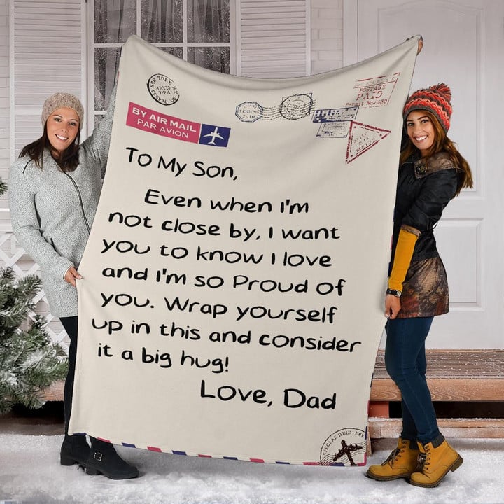 To My Son Fleece Blanket Dad To Son Love Letter Blanket Gift For Son From Dad Xmas Present