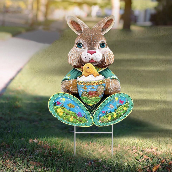 Bunny Easter Yard Sign Easter Rabbit Decor Outdoor Easter Decorating Ideas - Pfyshop.com