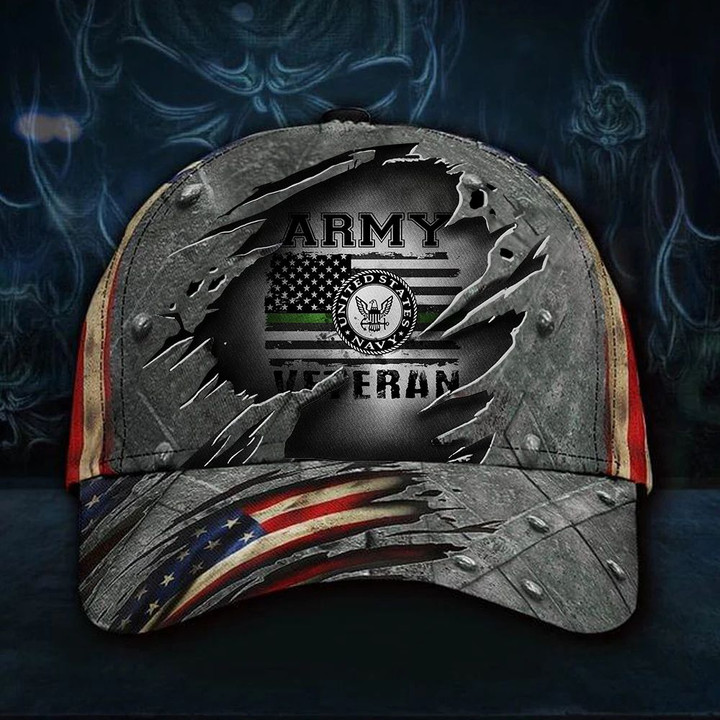 U.S Navy Army Veteran Hat 3D Print Vintage USA Flag Cap Patriotic Navy Veteran Gift