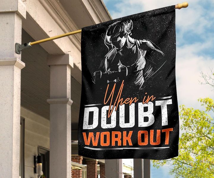 When In Double Work Out Flag Workout Banner Home Gym Decorating Idea Gifts For Workout Lover
