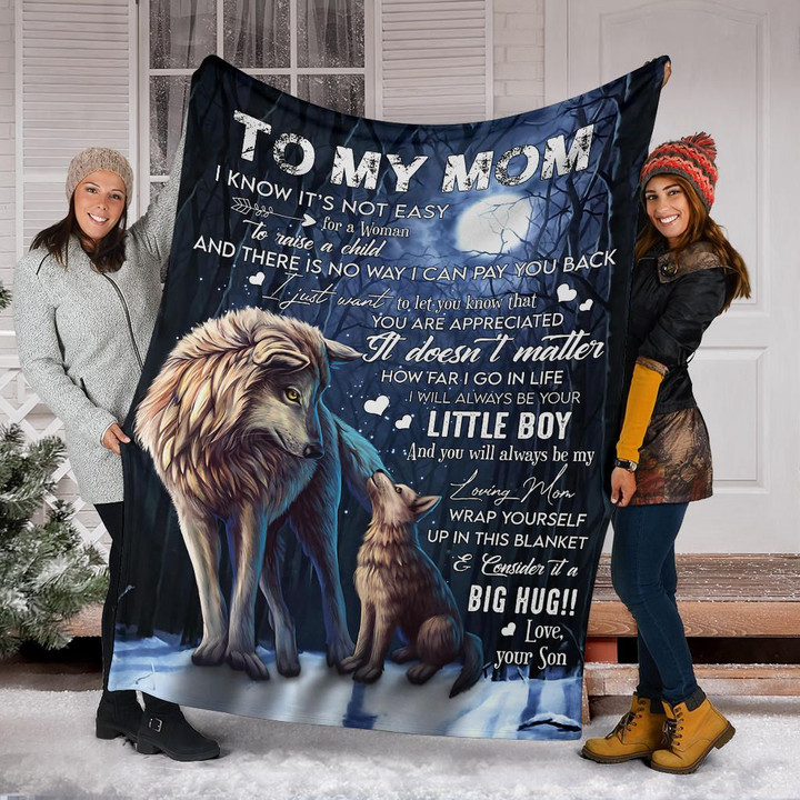 Wolf To My Mom Fleece Blanket Mother's Day Sentimental Gift For Mom From Son