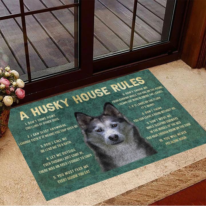 A Husky House Rules Doormat Indoor Welcome Mat Gift For Dog Lover