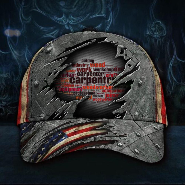 Carpentry Hat 3D Print American Flag Ball Cap Patriotic Men's Hat Honor Carpenter Gift
