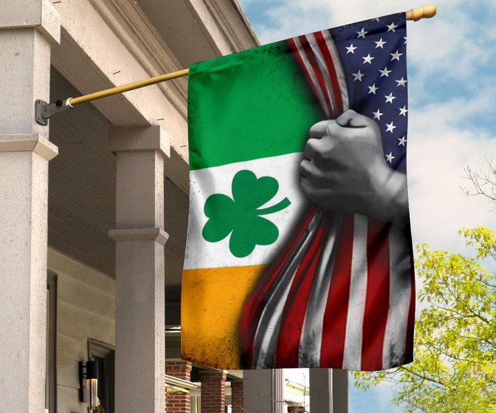 Irish Shamrock Flag And American Flag St Saint Patrick's Day Decor Hanging Outdoor Indoor