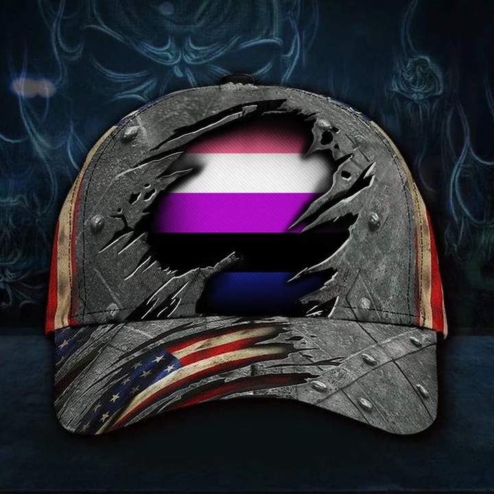 Genderfluid Flag Hat 3D Print Vintage USA Flag Cap Unique Pride Flag LGBTIQ Merch